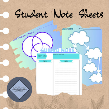 Preview of Printable PDF Graphic Organizers and Note Sheets