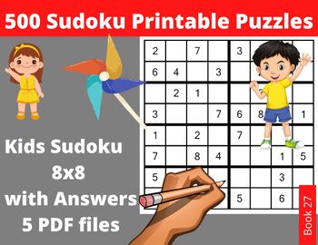 Preview of Printable PDF Sudoku for Kids 8x8 - 500 Children Puzzles with Answers