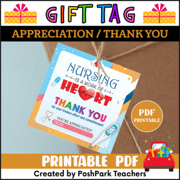 Downloadable School Nurse Appreciation Gift Tag, Cute Medical Gift Tag ...