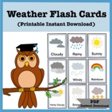 Printable PDF Weather Flash Cards for Toddlers, Children, 