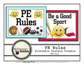 Preview of Printable PE Rules Posters Freebie