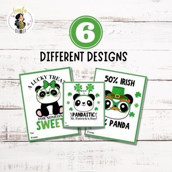 Preview of Printable Panda St. Patrick's Day Gift Tags | St. Paddy Cute Panda Cards