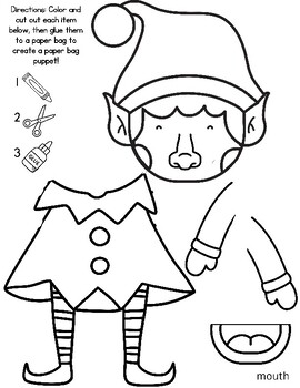 Printable Paper Bag Christmas Elf Puppet Template by HenRyCreated
