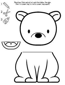 Printable Paper Bag Polar Bear Puppet Template by HenRyCreated | TPT