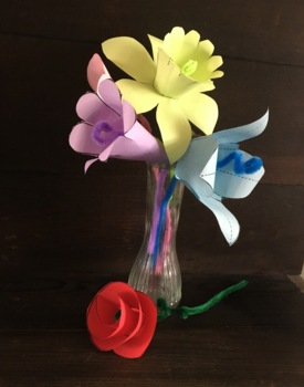 Preview of Printable Paper Folding Flowers Bouquet Craft