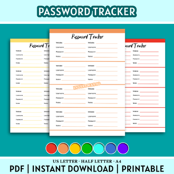 Free Printable Password Tracker: Organize Your Digital Life – Instant ...