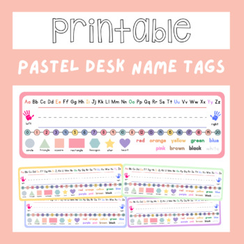 Preview of Printable Pastel Desk Name Tags