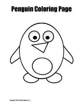 Printable Penguin Coloring Page Worksheet by Lesson Machine | TPT
