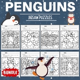 Printable Penguin Jigsaw Coloring puzzles - Fun Winter Gam