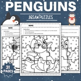 Printable Penguins Jigsaw Coloring puzzles - Fun Winter Ga