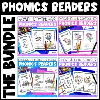 Preview of Printable Phonics Decodable Readers BUNDLE