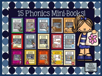 Preview of Fifteen Word Family Quick and Easy to Prep Printable Phonics Reading Mini-Books