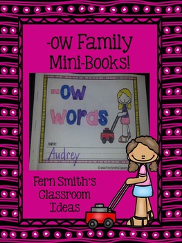 Preview of ow Word Family Quick and Easy to Prep Printable Phonics Reading Mini-Books