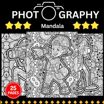 Preview of Printable Photographer Mandala Coloring Pages - Fun Photography Day Activities