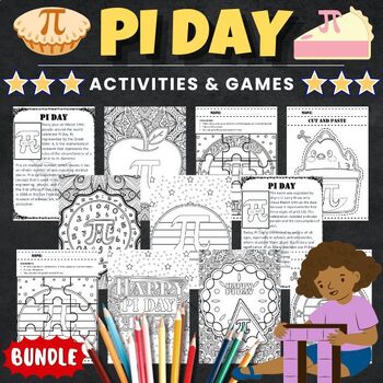 Preview of Printable Pi day Coloring Pages & Games - Fun Pi Day Activities BUNDLE