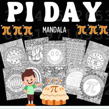 Preview of Printable Pi day Quotes Mandala Coloring Pages Sheets - Fun pi day activities