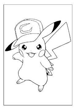 Pikachu With Ash Coloring Page  Pikachu coloring page, Pokemon