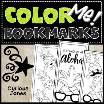 Bookmarks to Color: Pineapple by Curious Jones | TpT