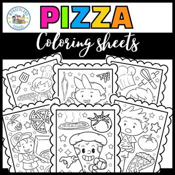 Preview of Pizza Day Coloring Pages | National Pizza Month Coloring Sheets For Kids