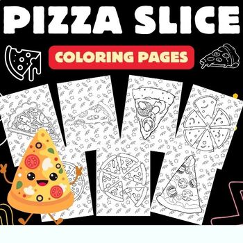 Preview of Printable Pizza Slice Coloring Pages Sheets - Fun National Pizza Day Activities