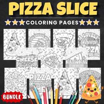 Preview of Printable Pizza Slice Coloring Pages Sheets - Fun National Pizza Day Activities