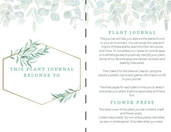 Preview of Printable Plant Journal with Flower Press Cover Project