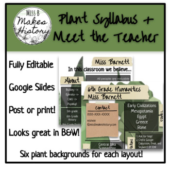 Preview of Printable Plant Syllabus and Meet the Teacher