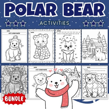 Preview of Printable Polar Bear Coloring Pages Sheets - Fun Winter Animals Activities