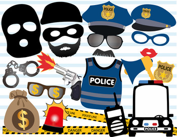 Printable Police Photo Booth Props Cops And Robbers Party Photo Booth Prop 0402