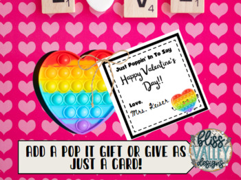 Printable Pop It Valentine's Day Cards For Kids / School
