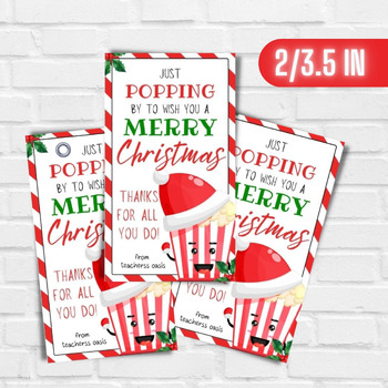 Printable Popcorn Merry Christmas Gift Tag, Just Popping By to Wish You ...