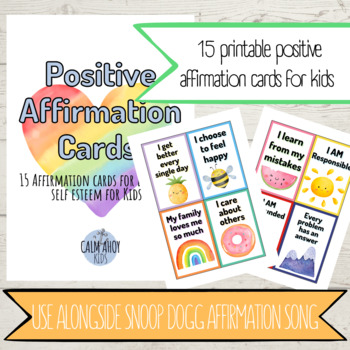 Preview of Printable Positive Affirmation Cards for Kids I Self Esteem and Positive Mindset