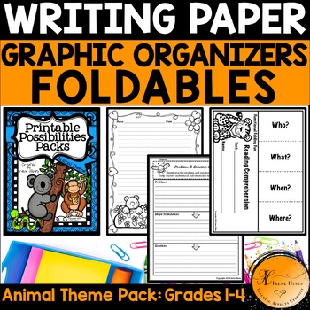 Preview of Animal Themed Foldables, Graphic Organizers, Primary Lined Writing Paper