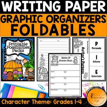 Preview of Character Fairy Tale Themed Foldables, Graphic Organizers, Primary Writing Paper