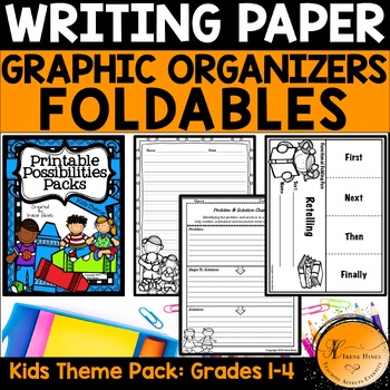 Preview of Kid Themed Foldables, Graphic Organizers, Children Primary Lined Writing Paper