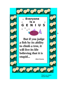 Preview of Printable Poster Albert Einstein Quote for the Class room