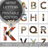 Printable Posters Alphabet Artist Set: 26 Letters, 3 Sizes