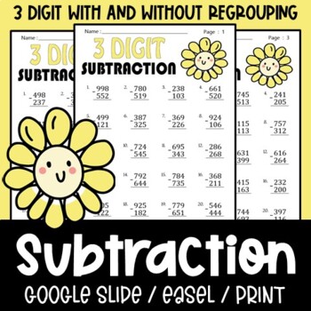 Preview of Printable Practice: 3 Digit Subtraction Facts to With and Without Regrouping