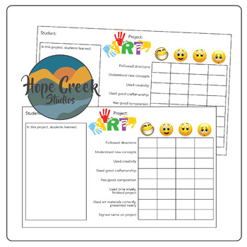 Preview of Printable Preschool Kindergarten Elementary Art Grading Rubric Project Summary