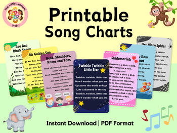 Preview of Printable Preschool Nursery Rhymes Song Charts | Toddler Preschool Activities