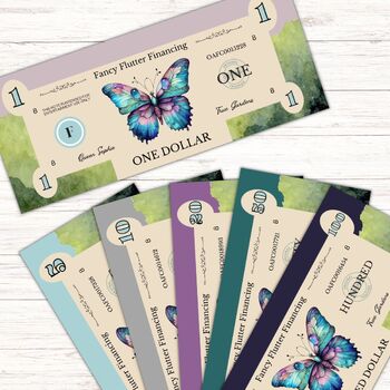 Preview of Printable Pretend Play Money, Currency Dollar, Butterfly Garden, Insect Bug