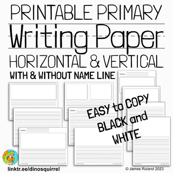 Preview of Printable Primary Handwriting Storybook Paper - EASY TO COPY B&W - horiz/vert