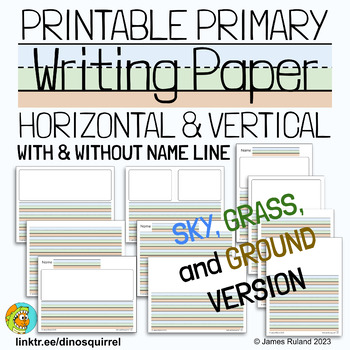 Preview of Printable Adaptive Primary Handwriting Paper - SKY GRASS GROUND - horiz/vert