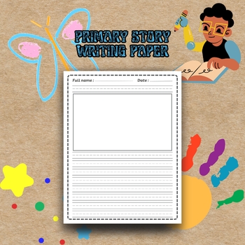 Preview of Story Paper Printable Page, with Picture box and Lines for kindergarten - 3rd