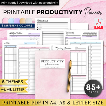 Preview of Printable Productivity Planner, Daily, Weekly Planner, Digital Adhd Planner