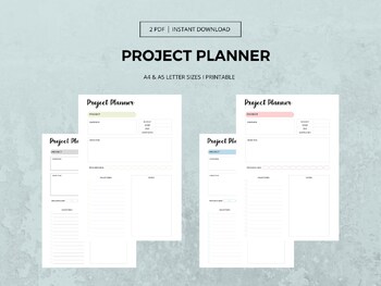 Preview of Printable Project Planner - Business Planner - Organize Track and Succeed A4 A5