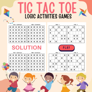 Preview of Printable Puzzles, Japanese Tic Tac Toe logic Activities Games