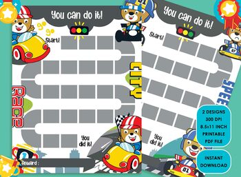 Preview of Printable Racing Car Reward Chart for Kids, a Way of Guiding Children Towards...