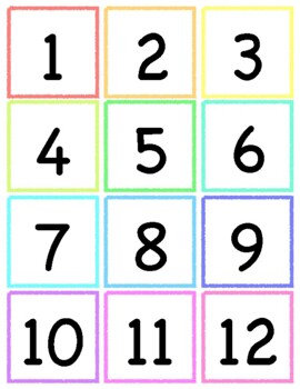 Preview of Printable Rainbow Calendar Numbers 1-31