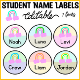 Printable Rainbow Student Name Labels, Editable Cubbies La